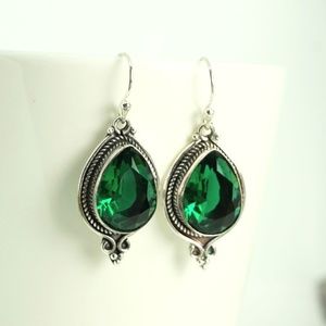Sterling Silver .925 Chrome Diopside Earrings